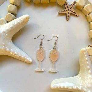 Sparkly pink rose earrings